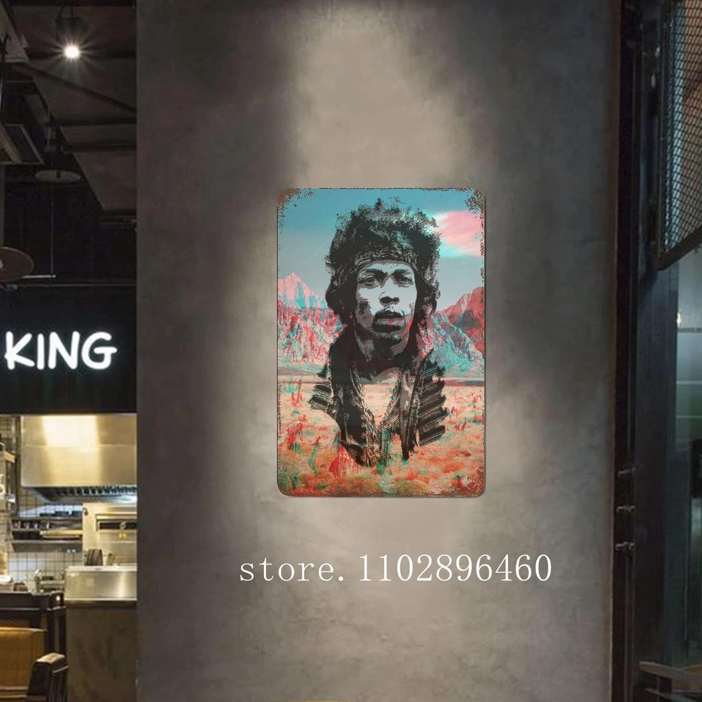 Джими Хендрикс Металлические таблички и знаки настенный декор Винтажные жестяные таблички Капитан Металлический постер Декор для бара паба клуба Настенное украшение