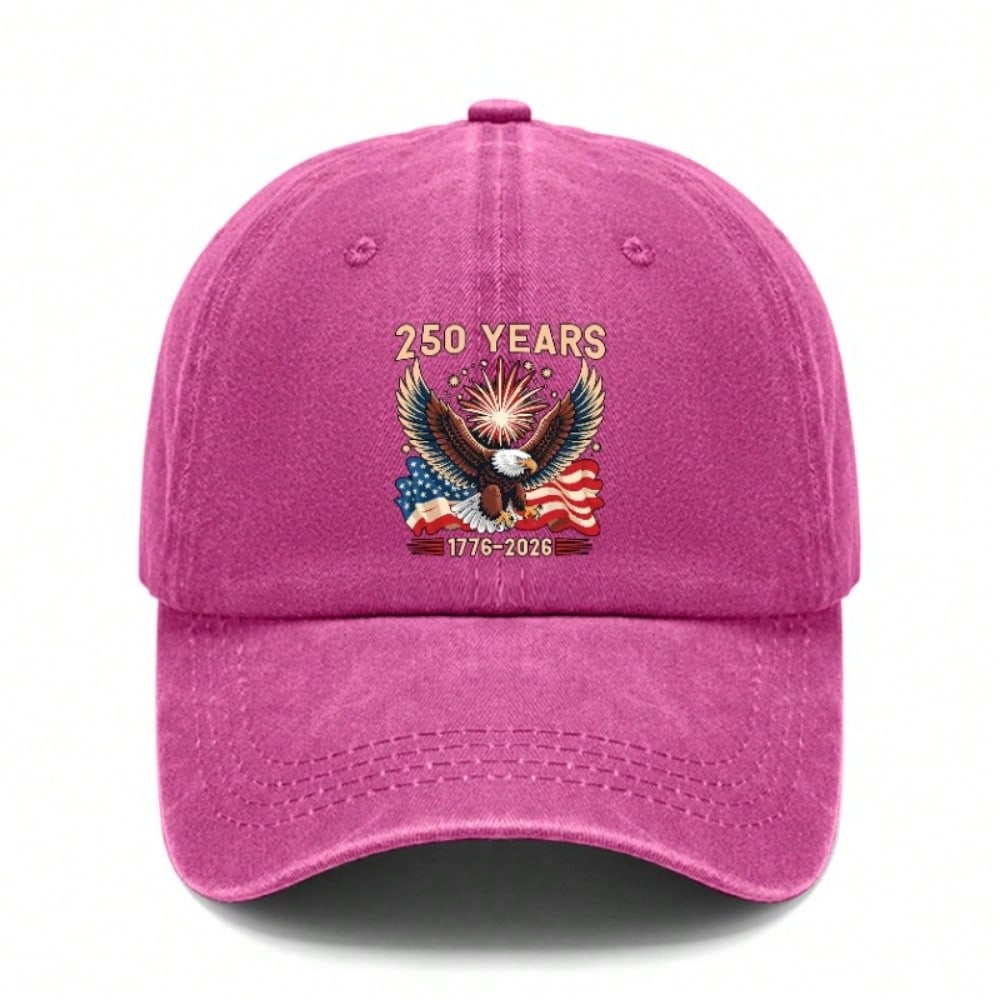 Patriotic Baseball Cap 2026 Unisex "250 YEARS" Eagle Flag Print Polyester Adjustable Sun Hat Breathable Lightweight Casual Outdoor Sports Patriotic