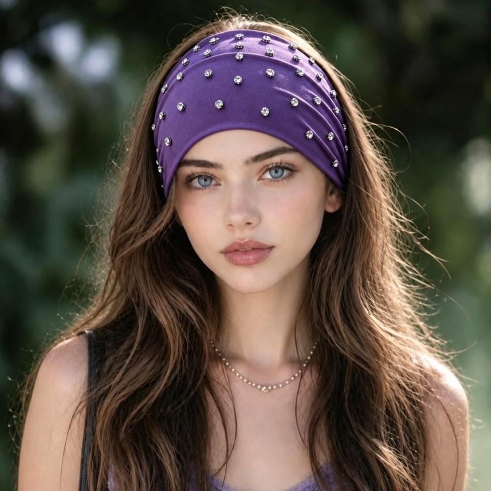 Wide Punk Rivet Hair Bands Soft Elastic Sports Headband Punk Studded Headband Hair Accessories