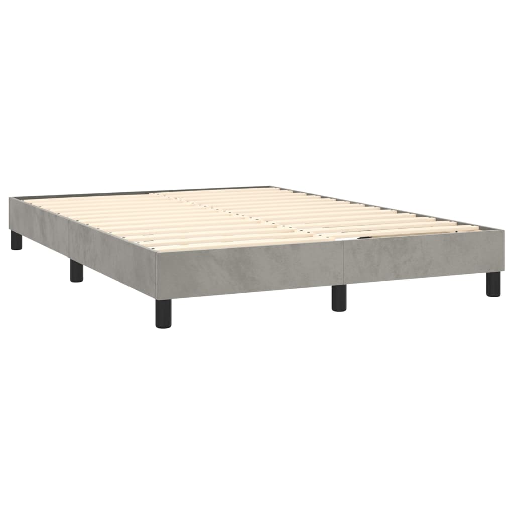 Box Spring Bed Frame Light Gray 140 x 190 cm Velvet