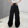 Women Cargo Pants Hip Hop Baggy Solid Color Multi Pockets Elastic Waist Match Top Loose Breathable Lady Trousers
