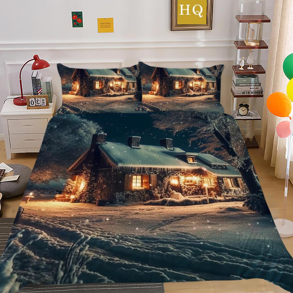 Домашнее постельное белье с рождественским принтом, королевский размер, полиэстеровая постельная одежда, детские милые покрывала высокого качества высокого качества