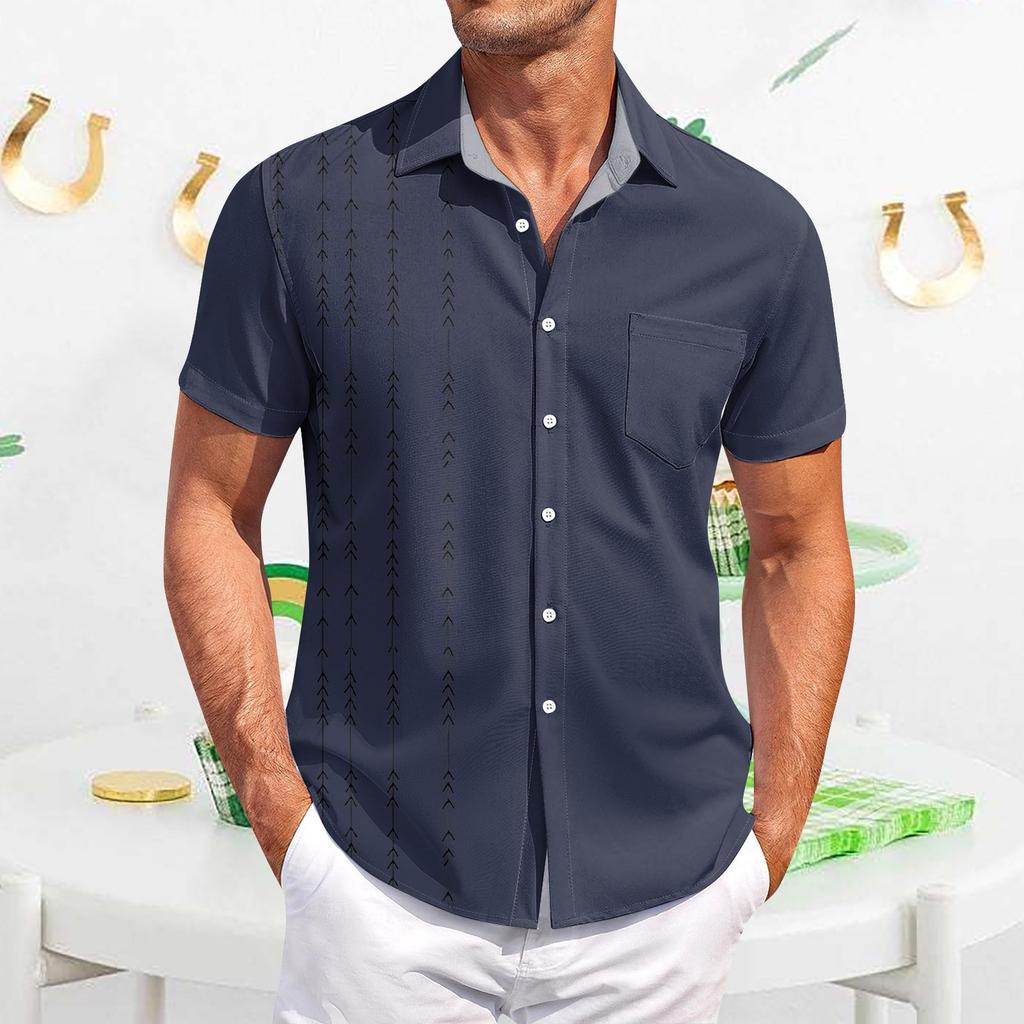 Men's Casual Short-sleeved Shirt Slim Fit Stylish Men's Print