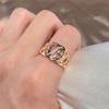 Rose Gold Color Ethnic Bride Rings For Women Fashion Natural Zircon Accessories Hollow Flower Daily Fine Jewelry
