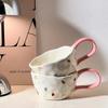 Сжатые вручную нестандартные керамические кружки, симпатичные кофейные чашки с изображением медведя и кролика, чашка для детского завтрака, овсянки, молока, воды, креативный подарок