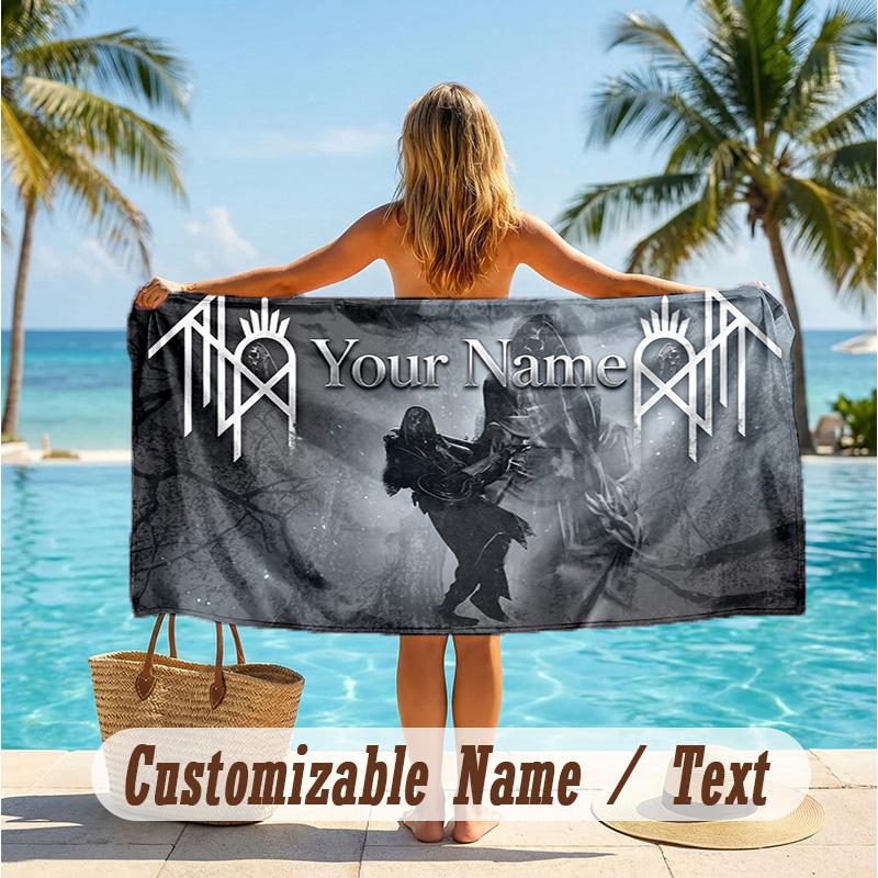Custom Text Beach Towel, Soft Absorbent Swimming Multi-use TowelSleep Token