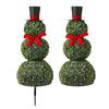 Yousheng Christmas Snowman Topiary Artificial Snowman Shaped Topiary Tree Pot with Red Bow Santa Hat for Indoor Outdoor Home Porch Yard Holiday Decor