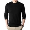 New Men's Sweater Round Neck Winter Wool-like Solid Color Long Sleeve Young and Middle-Aged Jacquard Slim Elastic Bottoming Top
