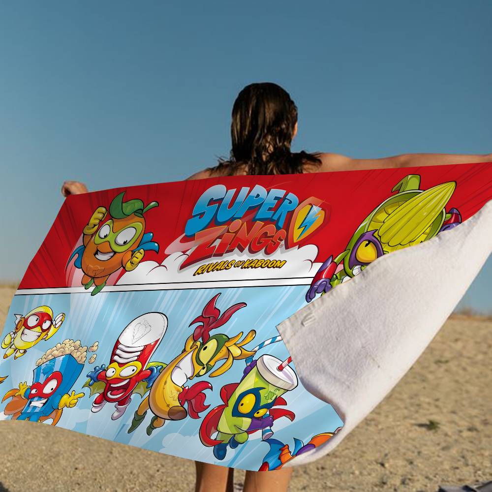 Cute Cartoon Super Zings Microfiber Blanket Quick Drying Beach Towels Oversized Printing Super Absorbent Pool Towel Blanket