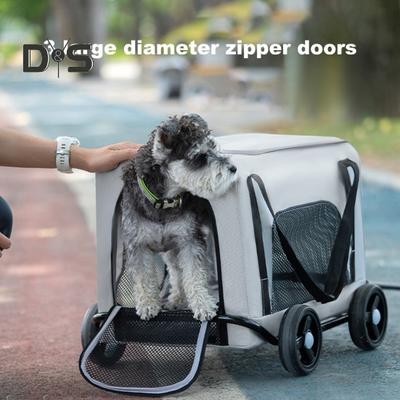 Коляска для собак 4-колесная коляска для домашних животных с вращающейся на 360° выдвижной ручкой вентилируемая сумка для домашних животных складная коляска для собак кошек
