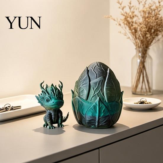 PLA Dragon Decor Egg with Mini Toy, 3D Printed Miniature Fantasy Figurine Figurine, Desktop Decoration for Home Office