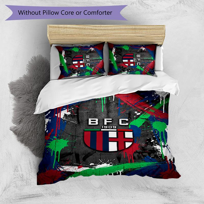 Bologna FC Printed 3PCS Bedding Set Breathable Duvet Cover with Pillowcases Decorative Bed Linen for Bedroom Home