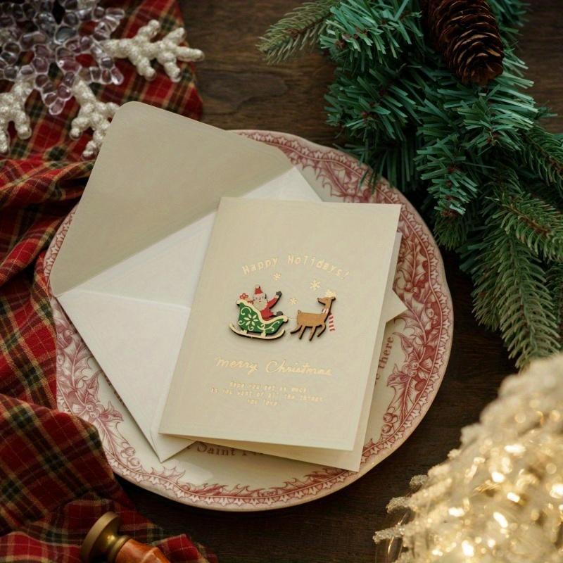 4pcs Retro Christmas Eve Cards Gifts Festivals Christmas Handwritten Cards Thank You Cards