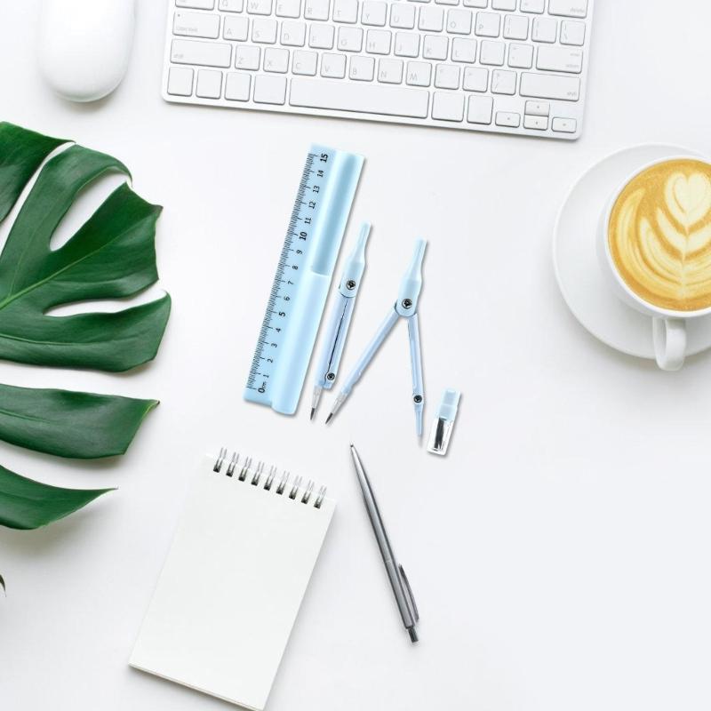 Многофункциональный циркуль для рисования, математический и геометрический канцелярский инструмент, циркуль 3 в 1, геометрическая линейка с набором карандашей