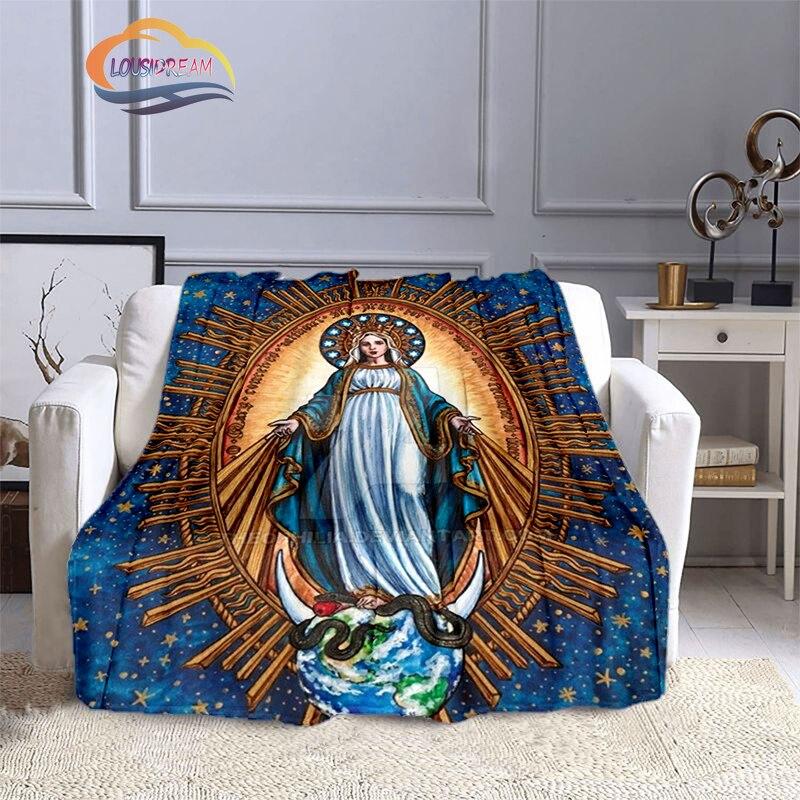 Одеяла с 3D принтом Христа Пресвятой Девы Марии, модные фланелевые кашемировые одеяла, модные религиозные мягкие покрывала, диванные одеяла