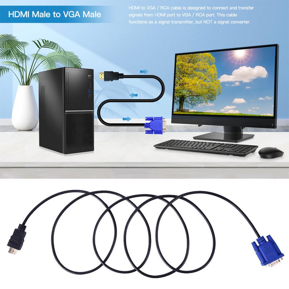 1.8 M Adapter Cable HDMI-compatible Male To VGA 1080P Male HDTV with Audio Adapter Cable HDMI-compatible TO VGA Cable (1/2PCS)