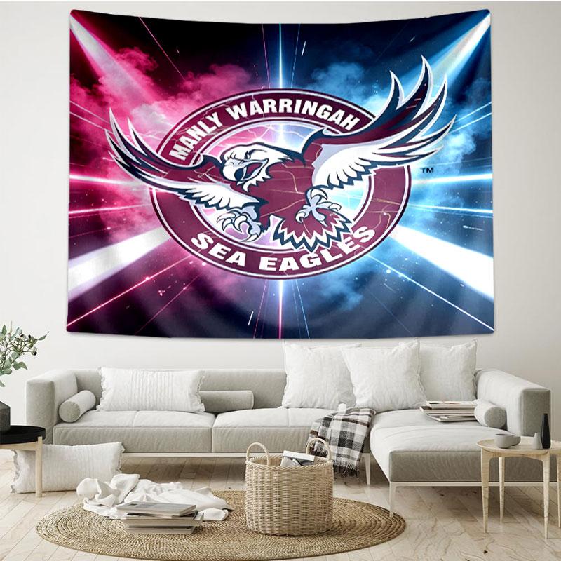 Manly Warringah Sea Eagles Print Tapestry - Portable Wall Decor Cloth, for Home, Dorm, Travel, Bedroom, Living Room - Ideal Birthday Housewarming Gift