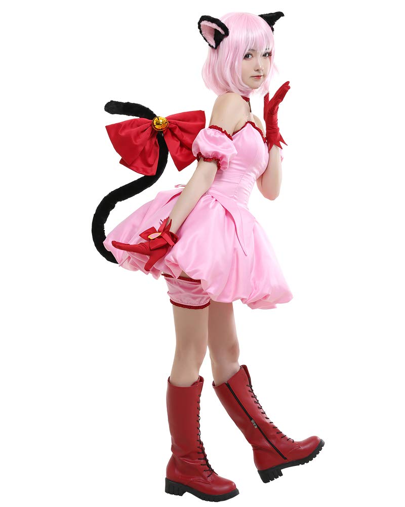 Miccostumes Костюм Кошки для Косплея Аниме Милое Розовое Платье из Искусственной Кожи Комплект Женский