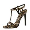 Sexy European Style High Heels Women's T-Strap Platform Sandals Leopard Print Open Toe Party Shoes