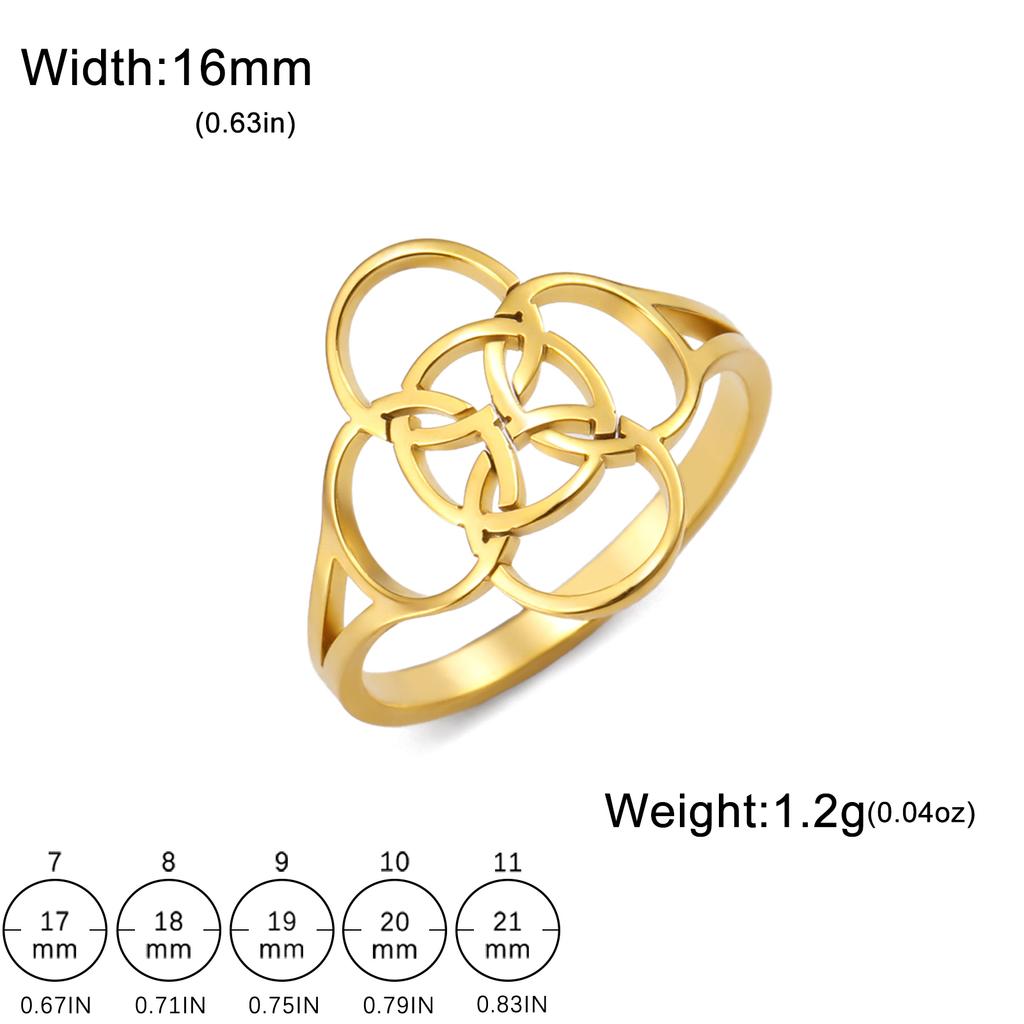 Dawapara Borromean Cross Symbol Stainless Steel Ring Celtics Five-Fold Protection Enlightenment Amulet Religious Gift