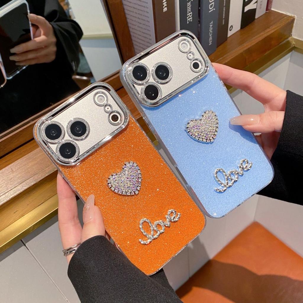 Mingyuan Style Glitter Pink Heart Diamond Phone Case for Apple iPhone 17 Promax / 16p