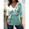 2025 Women's T-Shirts Florals Graphics Plants Elegant Fashion Tees Long Sleeve T-shirts V-Neck Regular Tops Casual Pullover Fall
