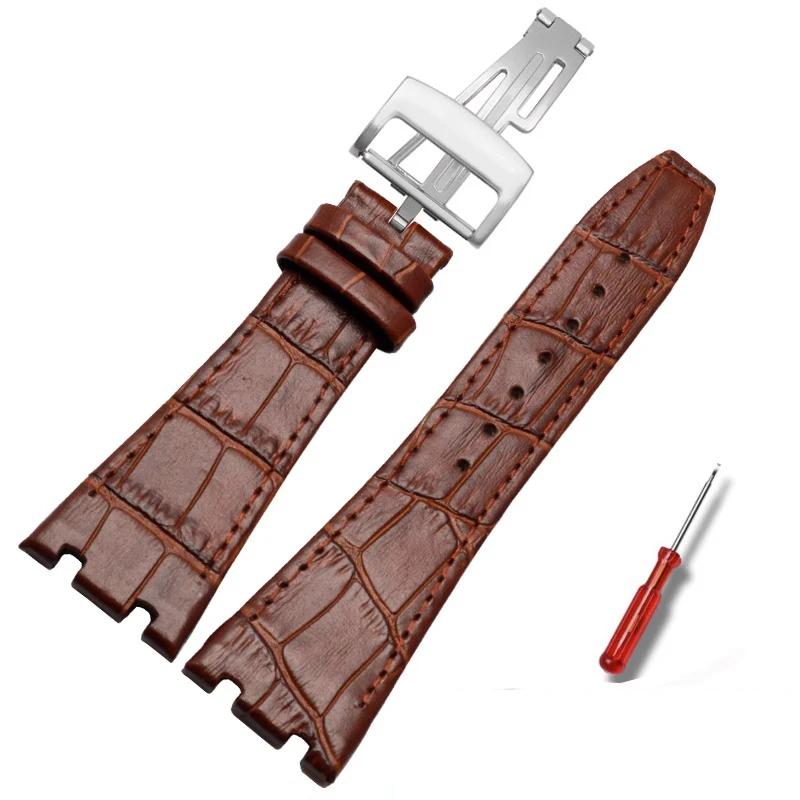Top Layer Genuine Leather Watch Strap for AP Audemars15400 Royal Oak Offshore Series Male 26mm Blue Black Brown Watchbands