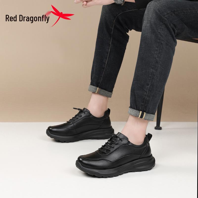 Мужские осенние кожаные кроссовки Red Dragonfly - Водонепроницаемые, Нескользящие Повседневные Туристические Туфли с Мягкой Подошвой