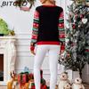 BITCED Casual Christmas Reindeer Pullover Autumn/Winter Sequined Embroidered O-Neck Knitted Jacquard Sweater