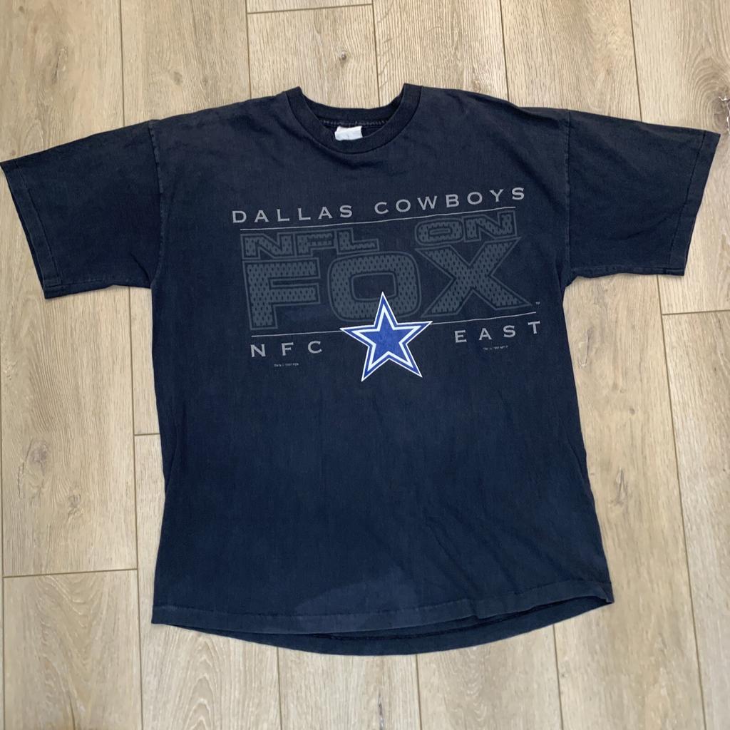 Винтажная футболка с одинарным швом 1997 года NFL на FOX Dallas Cowboys Черная XL NFC EAST