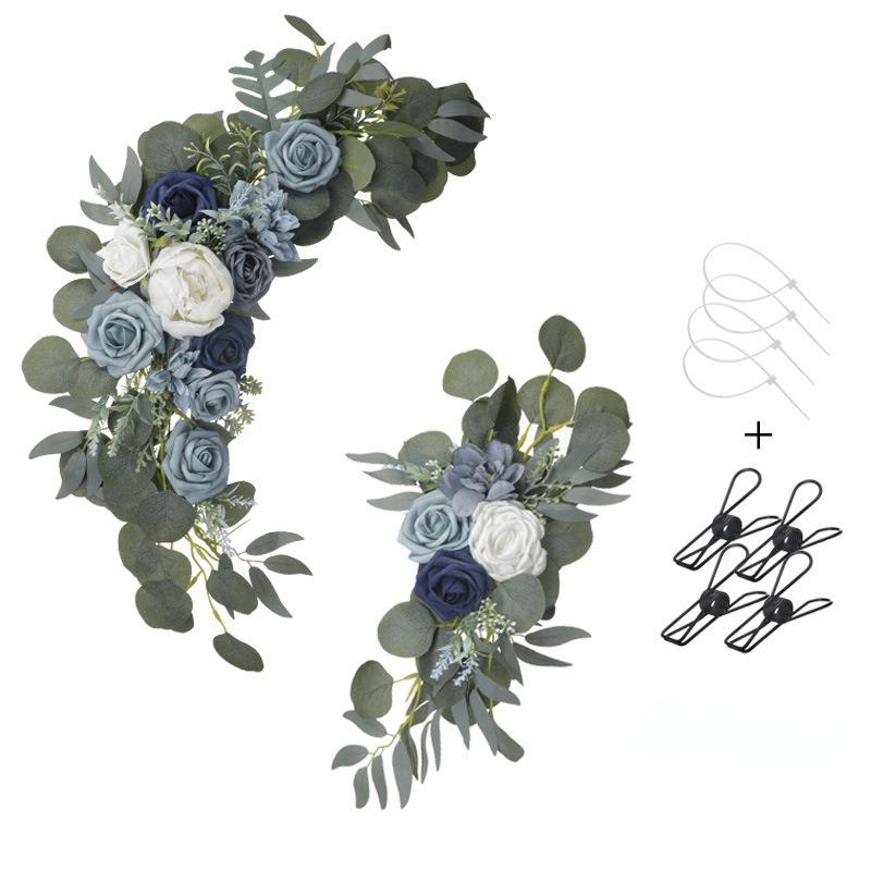 2Pcs/set Artificial Wedding Arch Flower Wedding Welcome Sign Flowers Artificial Fake Flowers Wedding Outdoor Arch Floral Flowers Party Decor Supplies