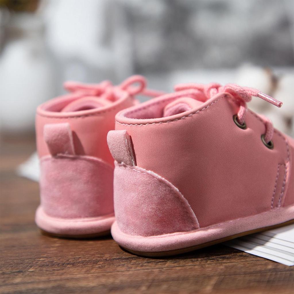 Autumn/Winter Non-Slip Lace-Up Baby Boots with Rubber Sole