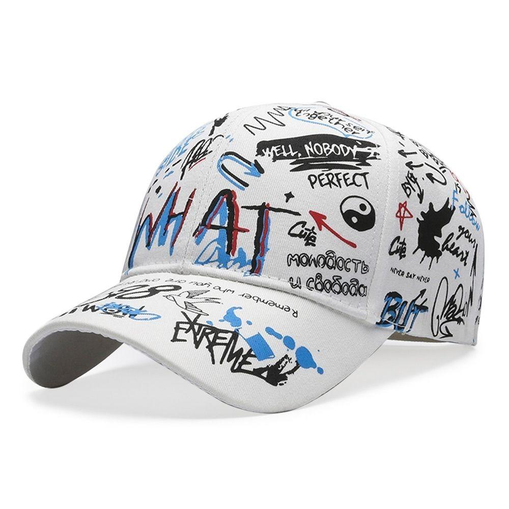 Casual Hip Hop Baseball Cap Letter Graffiti Print Sun Hat Outdoor Breathable Snapback Hat for Men Women