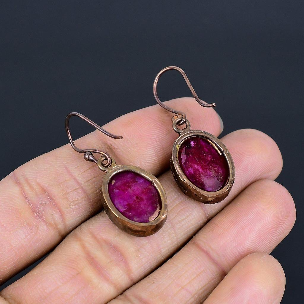 Серьги из электроформированной рубиновой меди, Ювелирные изделия из драгоценных камней ручной работы, Подарки для жены, Совершенно новые серьги