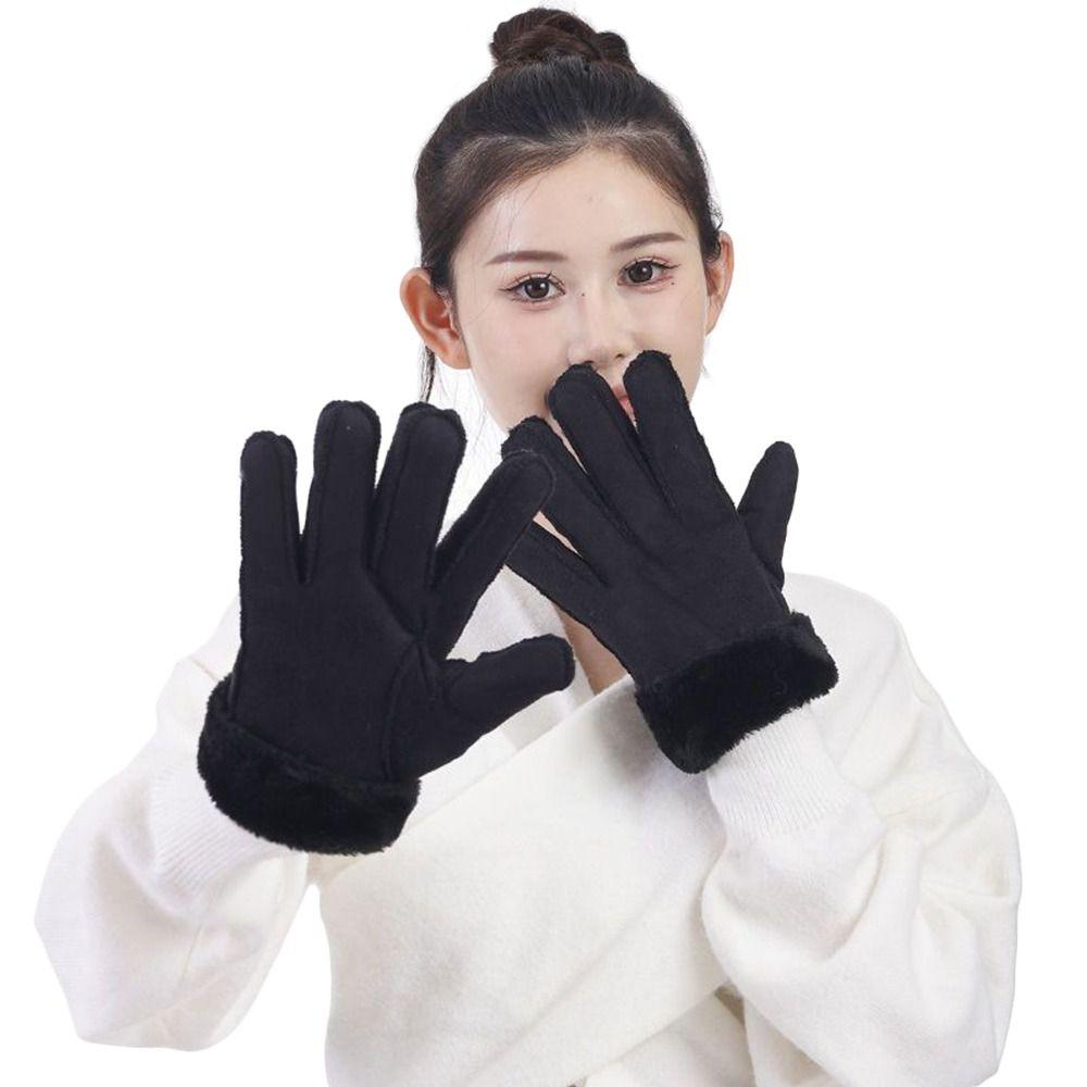 Плюшевые зимние перчатки Теплые велосипедные перчатки Модные варежки для вождения Мужские Женские