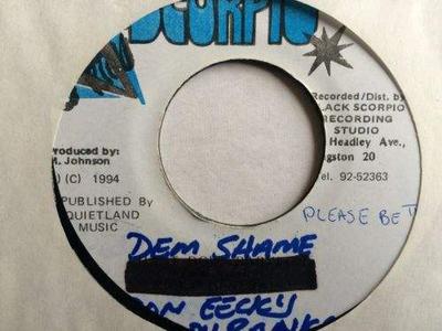 7-дюймовая пластинка DONIKI / STEADY RANKS - Dem Shame NONE Black Scorpio 1994 Ямайка Регги, Ска и Даб Б/У