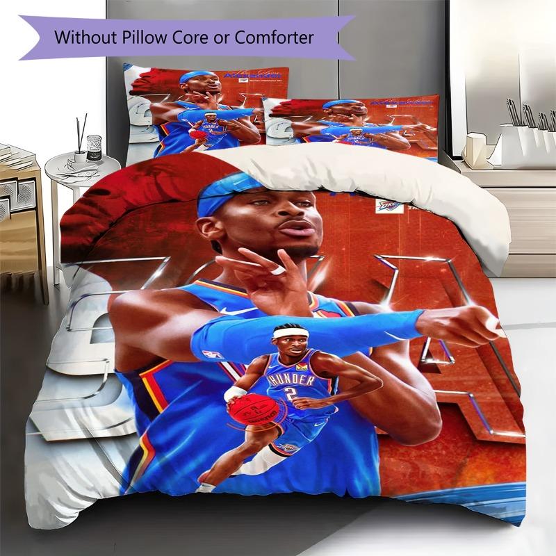 Basketball Star Player Portrait Print 3 Pieces Duvet Cover Set Sports Fan Bedding Bedroom Home Decor Without Pillow Core Comforter