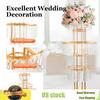 Golden Five Layer Flower Stand with Crystal Pendant, 43.3inch Height Square Bottom DIY Display Holder for Restaurants,Gatherings