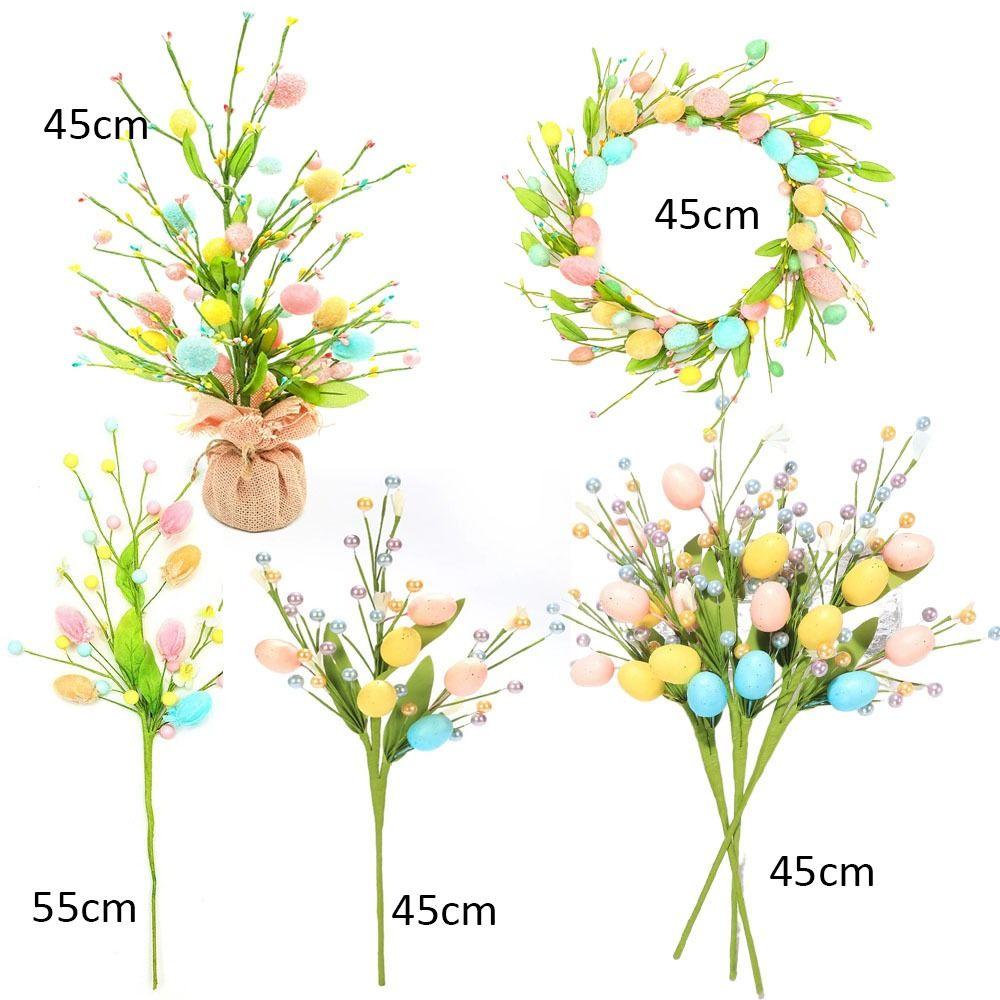2025 Easter Artificial Egg Flower Branch Simulation Berry  for Vase Easter Party Home Decors