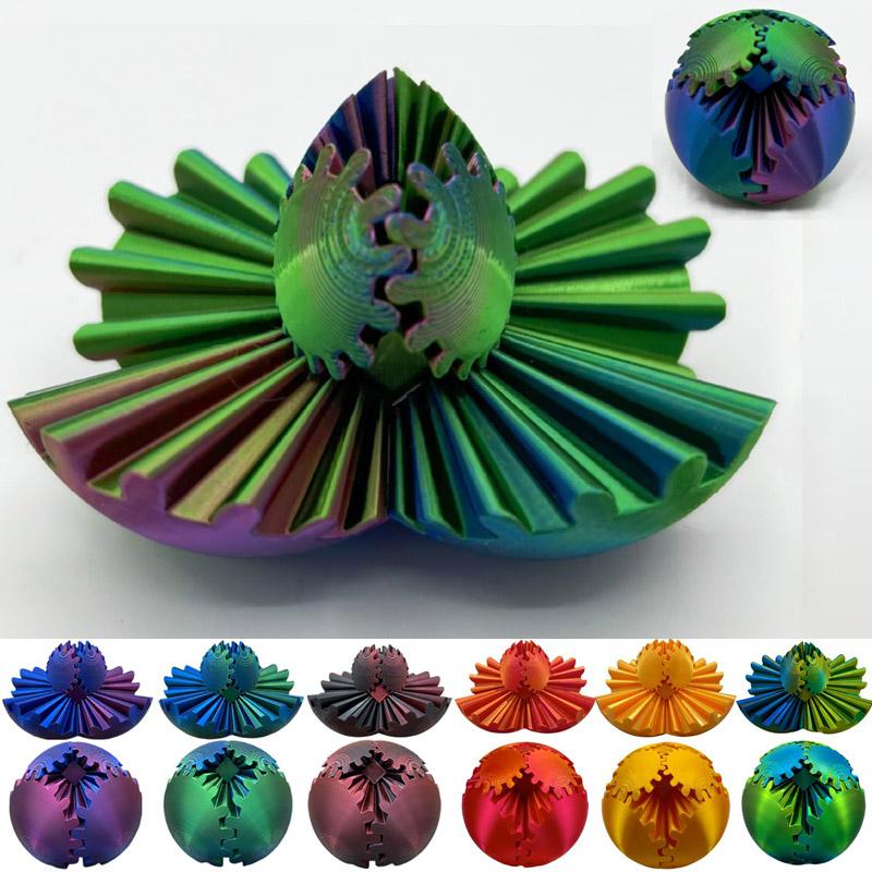 3D Printed Gear Ball Spin Ball or Cube Fidget Toy,Gear Ball Pop Fidget Toy,Gear Toy for Stress and Anxiety Relaxing,Gear Sphere