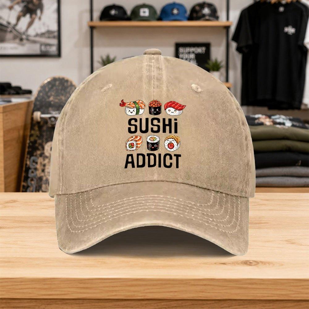 1pc New Cute Sushi Pattern Washed Baseball Cap Premium Allmatch Outdoor Accessory Unisex Dad Hat Fashionable Trendy Classic