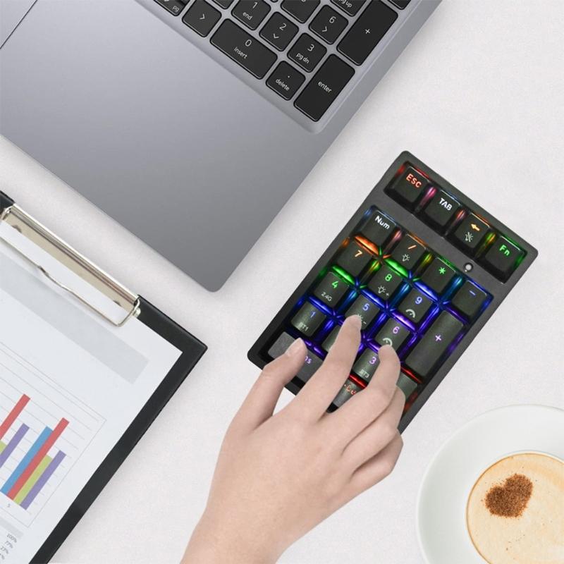 Bluetooth-совместимая цифровая клавиатура Беспроводная цифровая клавиатура Numpad 21 клавиша Портативная для финансового учета Тихая цифровая клавиатура