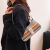 Fashion PU Leather Woven Underarm Bag Women's New Strip Design Shoulder Bag High-end Niche Trend Hobo Bag CLE