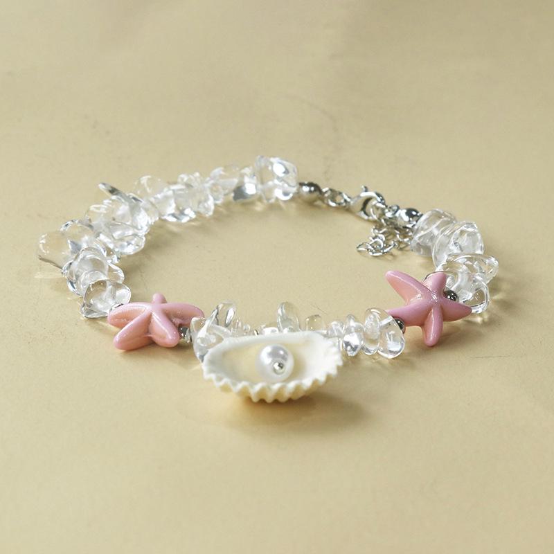 Handmade Seashell & Crushed Stone Bracelet with Lobster Clasp - Perfect Summer Travel Souvenir