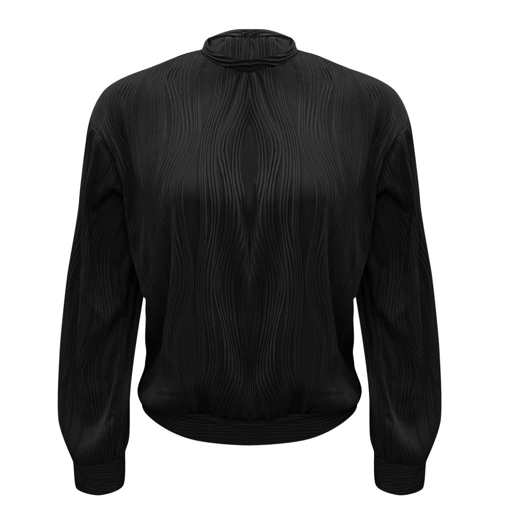 Женская модная футболка с заниженной линией плеч, с длинным рукавом, с текстурой, с круглым вырезом, повседневный топ