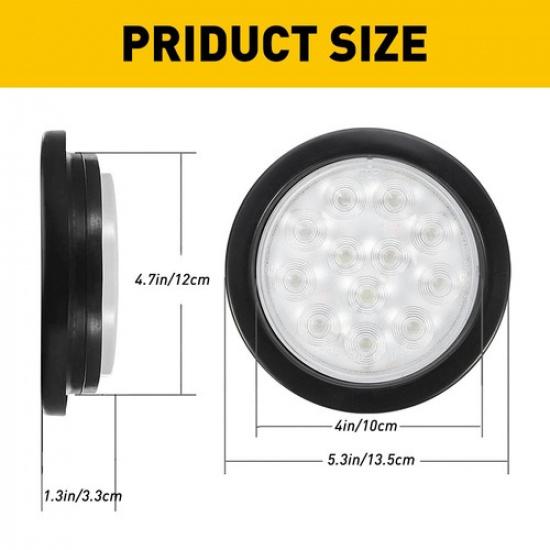 2X 4"inch Round LED Truck Trailer Stop Turn Tail Reverse Light Waterproof 12-LED