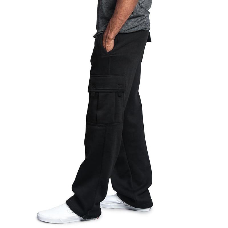 Men Multi-pocket Pants Mens Sweatpants Straight Fit Joggers for Sports and Streetwear Loose Oversized Drawstring Long Pants