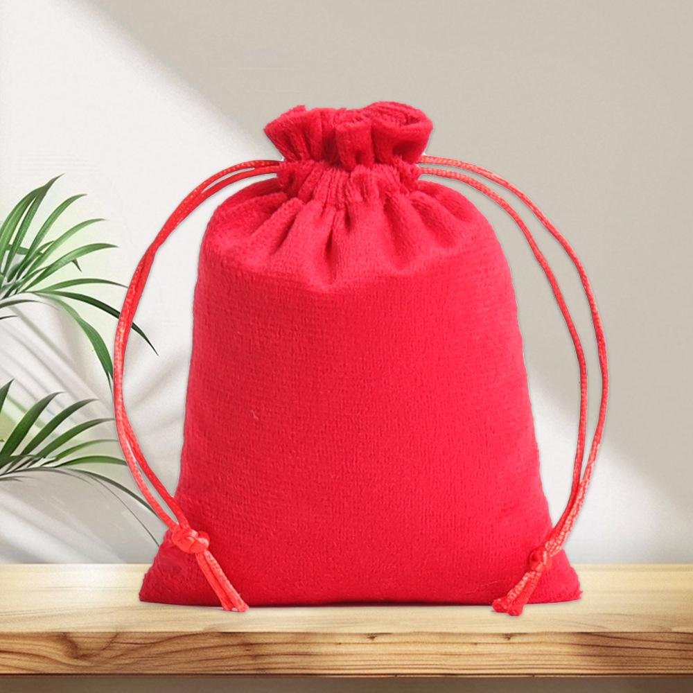 Custom Black Velvet Jewelry Storage Flannel Drawstring Bag