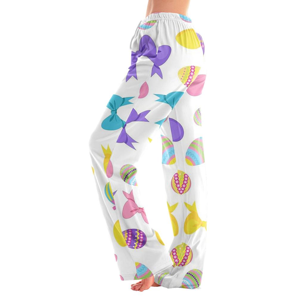 Женские пижамные штаны, одежда для сна, повседневные брюки с эластичной резинкой на талии, удобные прямые свободные брюки для йоги