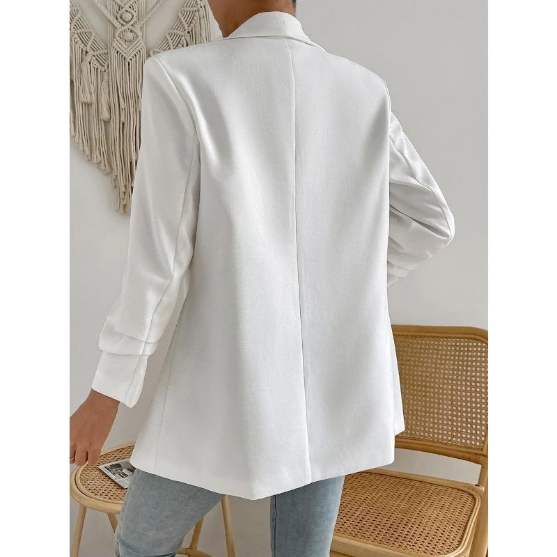 Осенний женский костюм, куртка с лацканами, рукав девять четвертей, без пуговиц, тонкая темпераментная пригородная куртка